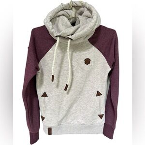 Naketano | So Ein Otto Oatmeal & Bordeaux Hoodie, Size Medium
